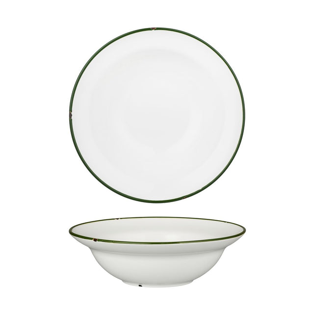 Deep Bowl Plate - 240mm, Tintin White & Green from Luzerne. made out of Ceramic and sold in boxes of 12. Hospitality quality at wholesale price with The Flying Fork! 