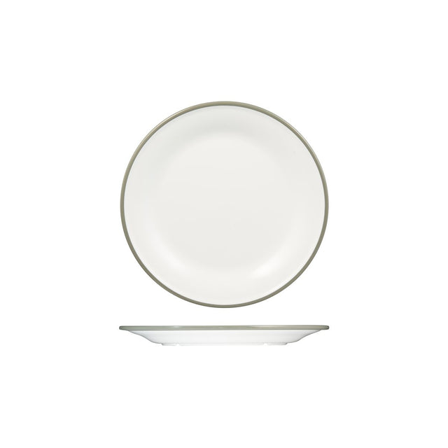 Round Plate, 220mm, Melamine - White & Grey from Ryner Melamine. Sold in boxes of 12. Hospitality quality at wholesale price with The Flying Fork! 