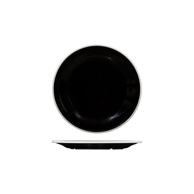 Round Plate, 220mm, Melamine - Black & White from Ryner Melamine. Sold in boxes of 12. Hospitality quality at wholesale price with The Flying Fork! 