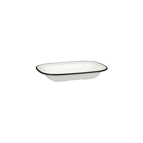 Rectangular Dish, 200 x 145 x 45mm, Melamine - White & Black from Ryner Melamine. Sold in boxes of 12. Hospitality quality at wholesale price with The Flying Fork! 
