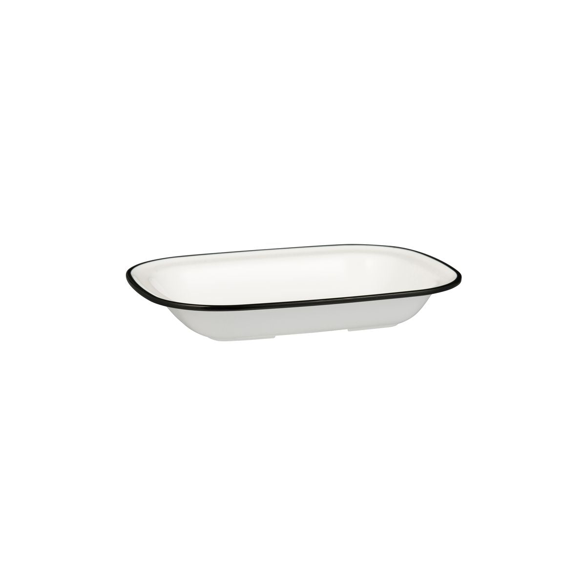 Rectangular Dish, 230 x 176 x 45mm, Melamine - White & Black from Ryner Melamine. Sold in boxes of 12. Hospitality quality at wholesale price with The Flying Fork! 
