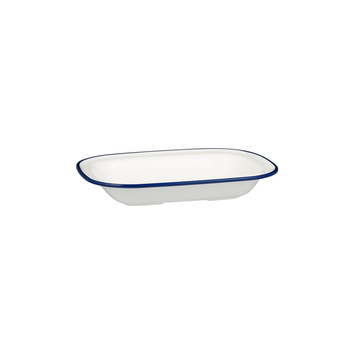 Rectangular Dish, 230 x 176 x 45mm, Melamine - White & Blue from Ryner Melamine. Sold in boxes of 12. Hospitality quality at wholesale price with The Flying Fork! 
