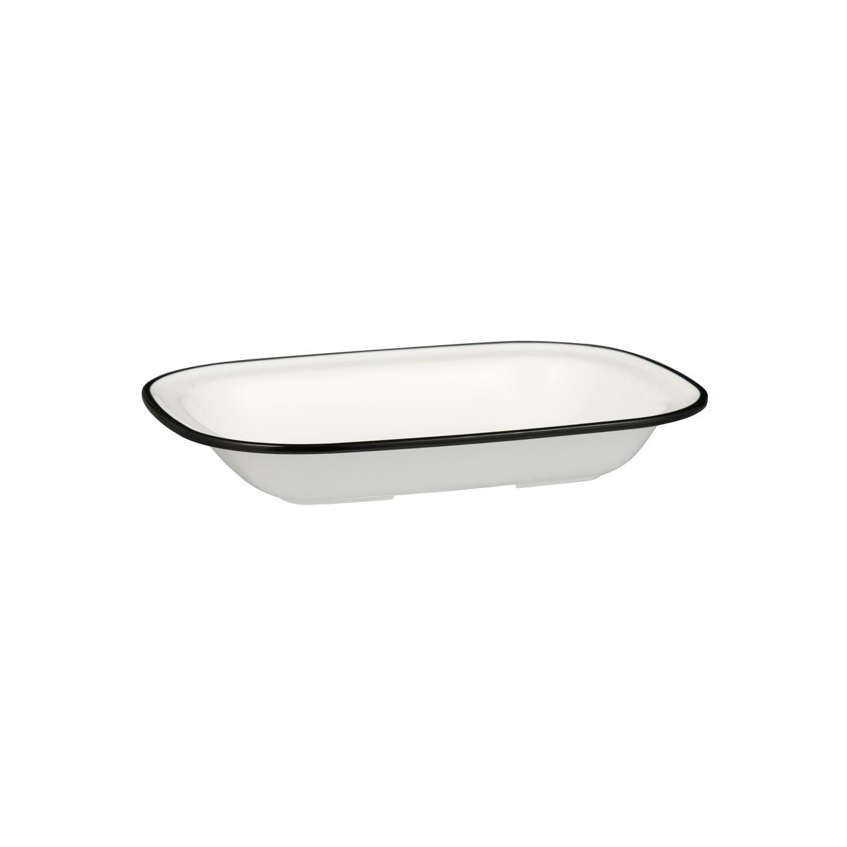 Rectangular Dish, 270 x 200 x 42mm, Melamine - White & Black from Ryner Melamine. Sold in boxes of 12. Hospitality quality at wholesale price with The Flying Fork! 