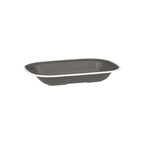 Rectangular Dish, 270 x 200 x 42mm, Melamine - Grey & White from Ryner Melamine. Sold in boxes of 12. Hospitality quality at wholesale price with The Flying Fork! 