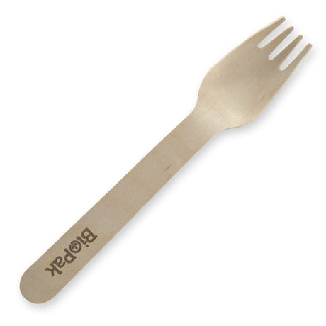 FSC Wood Fork - 16cm (Box of 1000) from BioPak. Compostable, made out of Wood and sold in boxes of 1. Hospitality quality at wholesale price with The Flying Fork! 