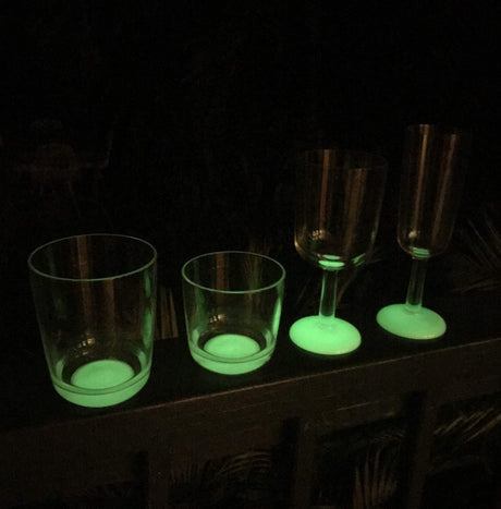 Unbreakable Whisky Glass with Green Glow in the Dark Base 285ml: Pack of 4