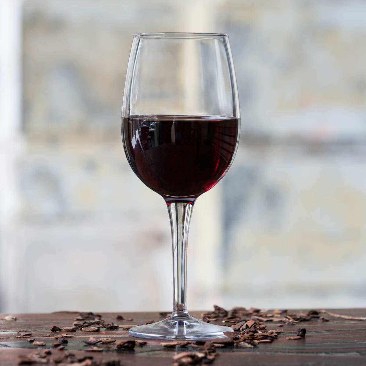 Wine glass on blurred background