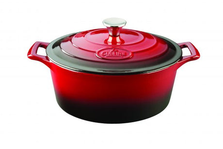 Round Deep Casserole - 280mm, 6.0lt, Pro Series, Red from La Cuisine. Sold in boxes of 1. Hospitality quality at wholesale price with The Flying Fork! 