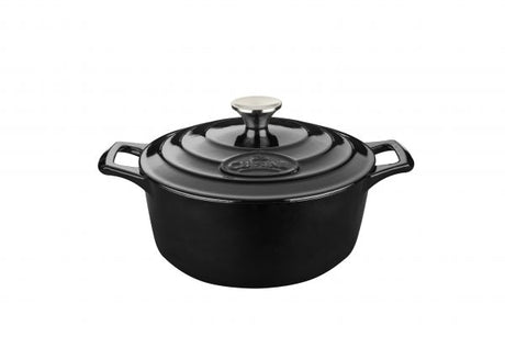 Round Deep Casserole - 280mm, 6.0lt, Pro Series, Black from La Cuisine. Sold in boxes of 1. Hospitality quality at wholesale price with The Flying Fork! 