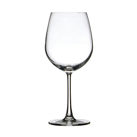 Clear red wine glass on white background