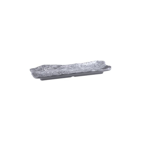 Medium Oblong Weathered Pewter Platter, 270x110mm from Cheforward. Sold in boxes of 12. Hospitality quality at wholesale price with The Flying Fork! 