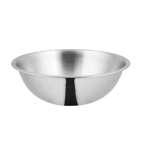 Stainless steel mixing bowl on white background