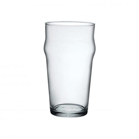 Clear pint glass on white background
