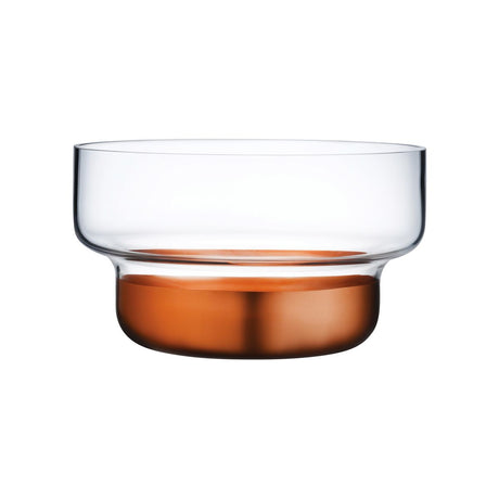 Large serving bowl with copper coloured base on white background