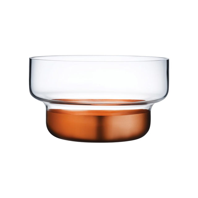 Large serving bowl with copper coloured base on white background
