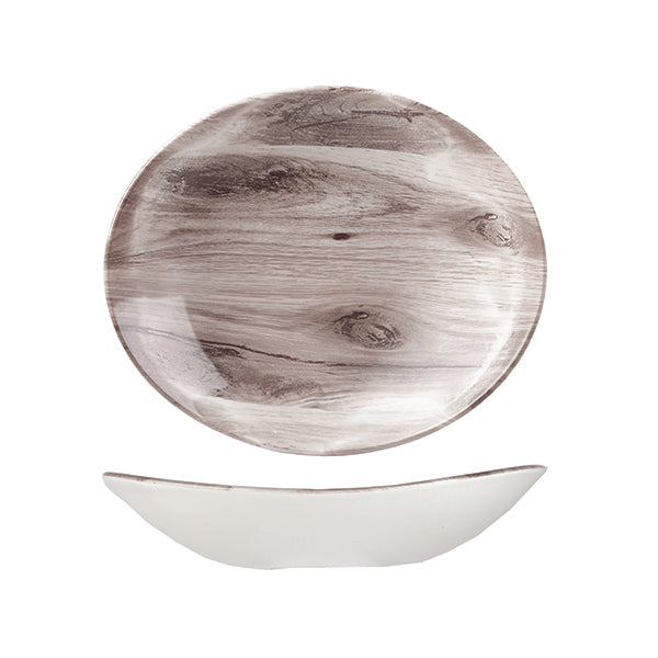 Oval Bowl - 255 x 212mm, Wood Sepia from Churchill. made out of Porcelain and sold in boxes of 6. Hospitality quality at wholesale price with The Flying Fork! 