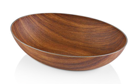 Large brown wooden bowl on white background