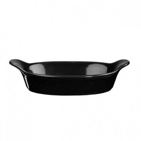 Oval Gratin - 232 x 125mm, Black, Churchill from Churchill. made out of Porcelain and sold in boxes of 6. Hospitality quality at wholesale price with The Flying Fork! 