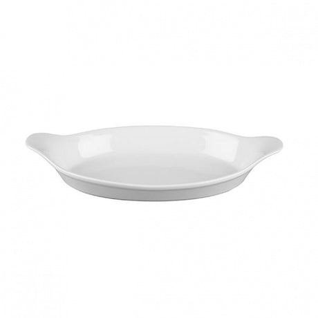 Oval Gratin - 232x125mm, White, Churchill from Churchill. made out of Porcelain and sold in boxes of 6. Hospitality quality at wholesale price with The Flying Fork! 