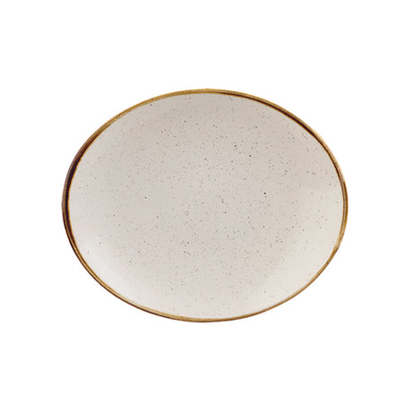 Oval Plate - 192mm, Barley White, Stonecast from Churchill. Vitrified, made out of Porcelain and sold in boxes of 6. Hospitality quality at wholesale price with The Flying Fork! 