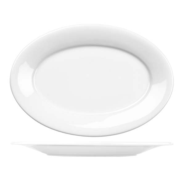 Oval Plate - Wide Rim, 305mm from Art de Cuisine. made out of Porcelain and sold in boxes of 6. Hospitality quality at wholesale price with The Flying Fork! 
