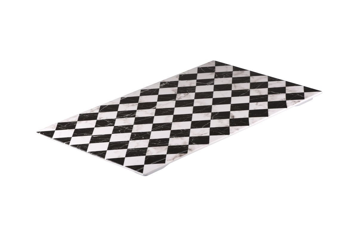 Flat Rectangular Platter, 530 x 325mm, Melamine - Checkered from Ryner Melamine.