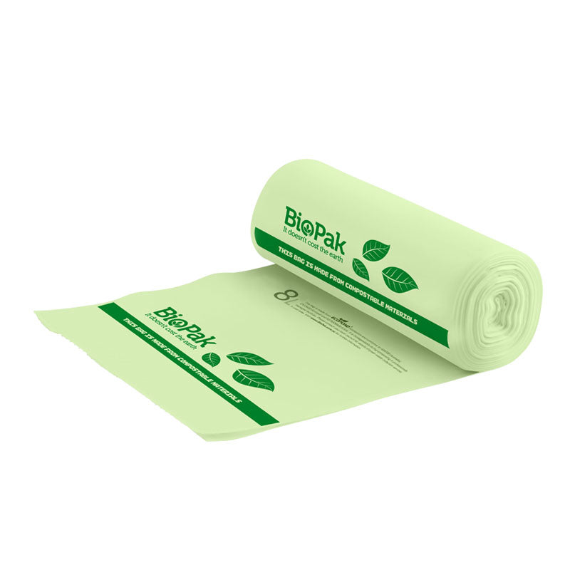 Bioplastic Bin Liner - 8L (Box of 1000) from BioPak. Compostable, made out of Bioplastic and sold in boxes of 1. Hospitality quality at wholesale price with The Flying Fork! 