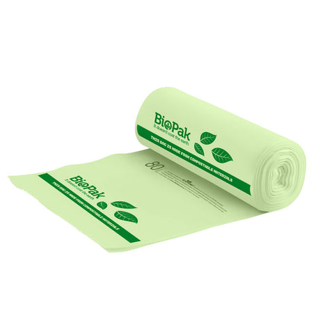 Bioplastic Bin Liner - 80L (Box of 240) from BioPak. Compostable, made out of Bioplastic and sold in boxes of 1. Hospitality quality at wholesale price with The Flying Fork! 