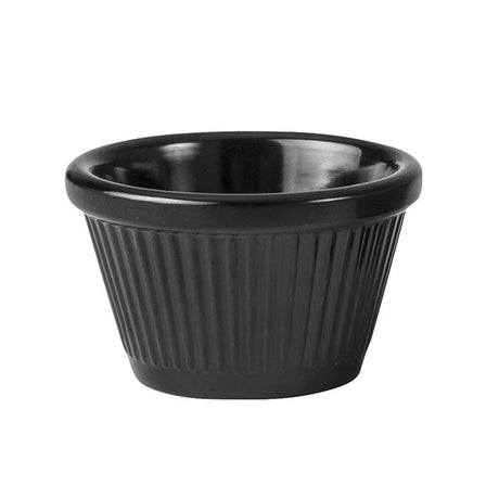 Ramekin - Black, 63 x 40mm-45ml, Fluted from Ryner Melamine. Sold in boxes of 72. Hospitality quality at wholesale price with The Flying Fork! 
