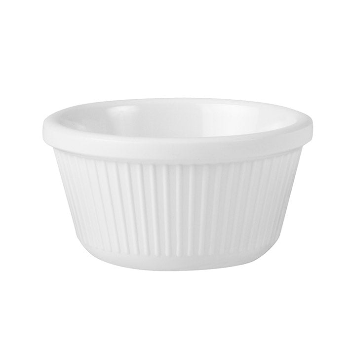 Ramekin - White, 80 x 45mm-90ml, Fluted from Ryner Melamine. made out of Melamine and sold in boxes of 72. Hospitality quality at wholesale price with The Flying Fork! 