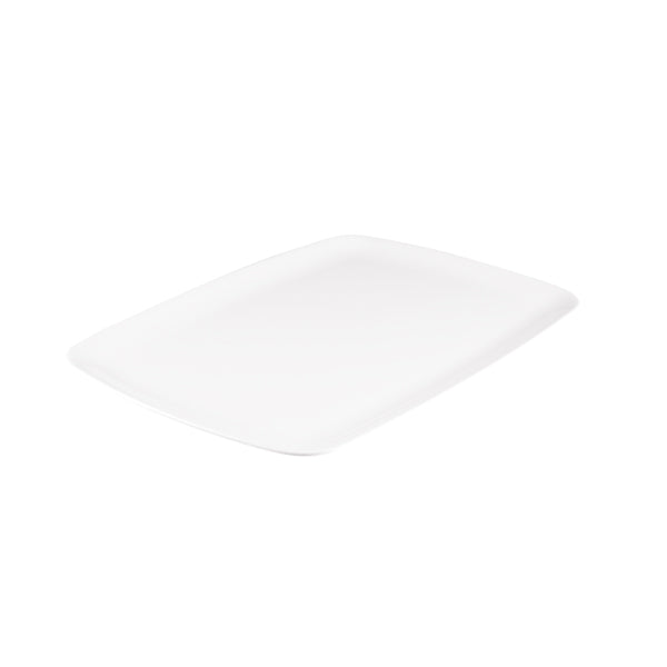Rect. Platter - Coupe, White, 485 x 355mm from Ryner Melamine. Sold in boxes of 6. Hospitality quality at wholesale price with The Flying Fork! 