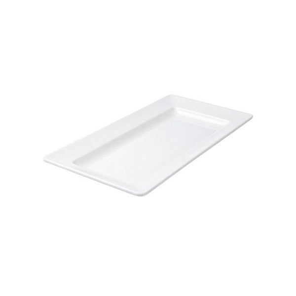 Rect. Platter - Wide Rim, White, 360 x 205mm from Ryner Melamine. Sold in boxes of 3. Hospitality quality at wholesale price with The Flying Fork! 