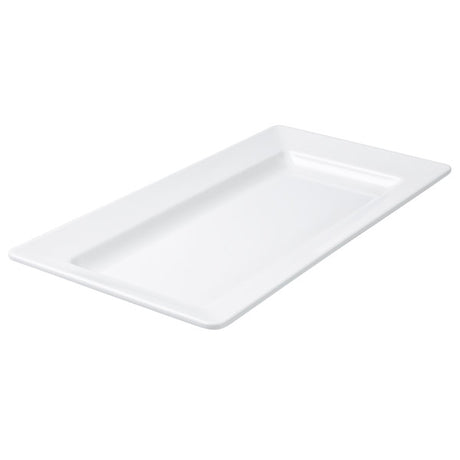 Rect. Platter - Wide Rim, White, 445 x 220mm from Ryner Melamine. Sold in boxes of 3. Hospitality quality at wholesale price with The Flying Fork! 