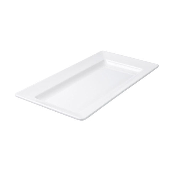 Rect. Platter - Wide Rim, White, 500 x 270mm from Ryner Melamine. Sold in boxes of 3. Hospitality quality at wholesale price with The Flying Fork! 