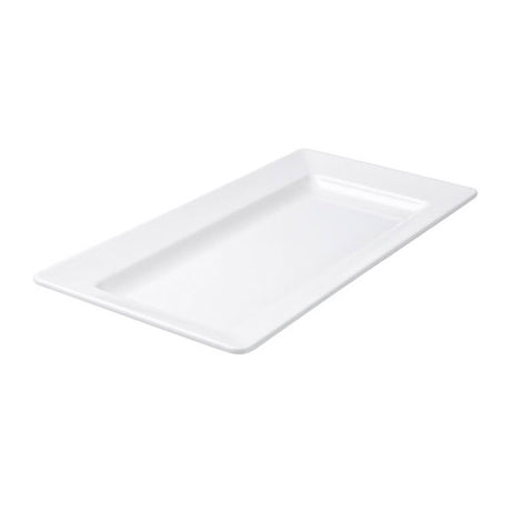 Rectangular Platter - Wide Rim, White, 560 x 322mm from Ryner Melamine. made out of Melamine and sold in boxes of 3. Hospitality quality at wholesale price with The Flying Fork! 