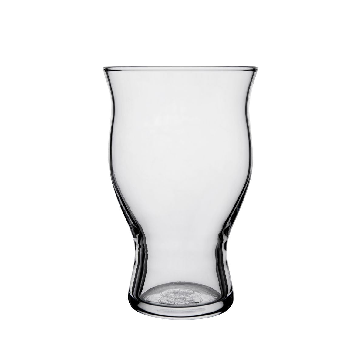 Figure shaped beer glass on white background