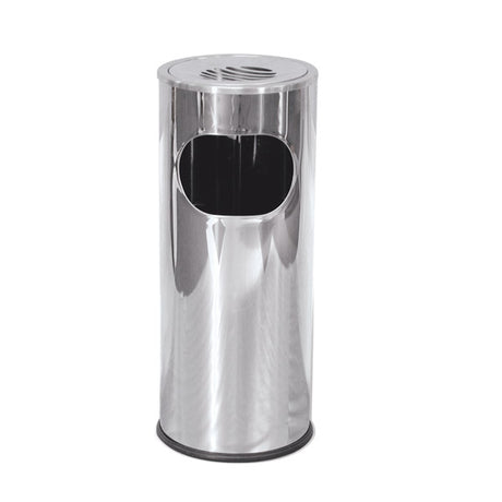 Round Bin W-Ashtray - S-S, 250 x 600mm from TheFlyingFork. Sold in boxes of 1. Hospitality quality at wholesale price with The Flying Fork! 