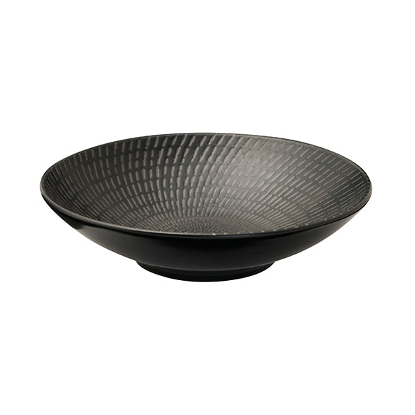 Round Bowl - 210mm, Black Swirl from Luzerne. Textured, made out of Ceramic and sold in boxes of 4. Hospitality quality at wholesale price with The Flying Fork! 