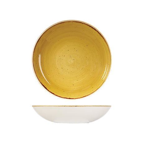 Round Bowl - 248mm, Mustard Seed Yellow, Stonecast from Churchill. made out of Porcelain and sold in boxes of 6. Hospitality quality at wholesale price with The Flying Fork! 