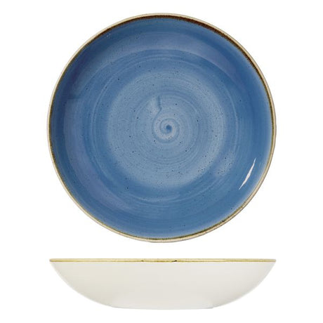 Round Bowl - 2400mL, Cornflower Blue, Stonecast from Churchill. Vitrified, made out of Porcelain and sold in boxes of 6. Hospitality quality at wholesale price with The Flying Fork! 