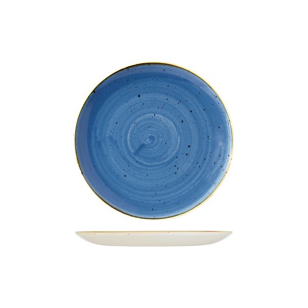 Round Plate - 217mm, Cornflower Blue, Stonecast from Churchill. Vitrified, made out of Porcelain and sold in boxes of 6. Hospitality quality at wholesale price with The Flying Fork! 