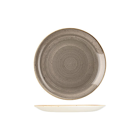 Round Coupe Plate - 217mm, Peppercorn Grey, Stonecast from Churchill. Vitrified, made out of Porcelain and sold in boxes of 6. Hospitality quality at wholesale price with The Flying Fork! 