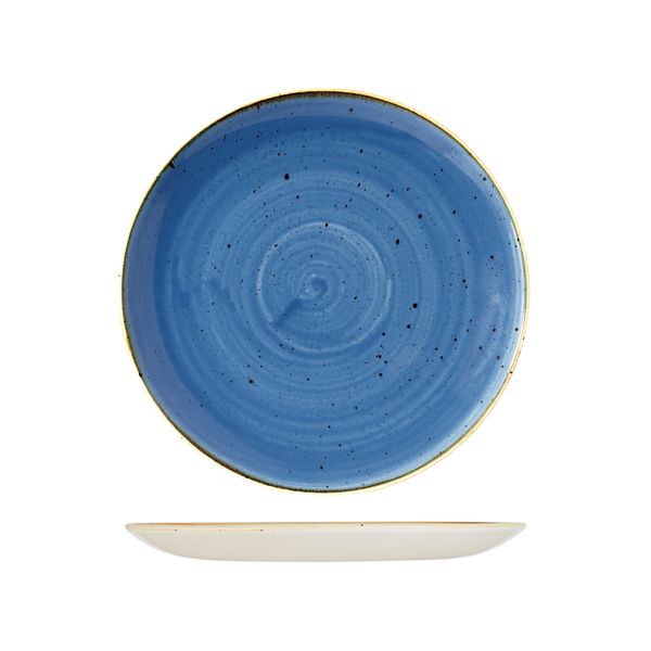 Round Plate - 260mm, Cornflower Blue, Stonecast from Churchill. Vitrified, made out of Porcelain and sold in boxes of 6. Hospitality quality at wholesale price with The Flying Fork! 