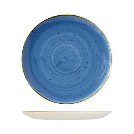 Round Plate - 288mm, Cornflower Blue, Stonecast from Churchill. Vitrified, made out of Porcelain and sold in boxes of 6. Hospitality quality at wholesale price with The Flying Fork! 