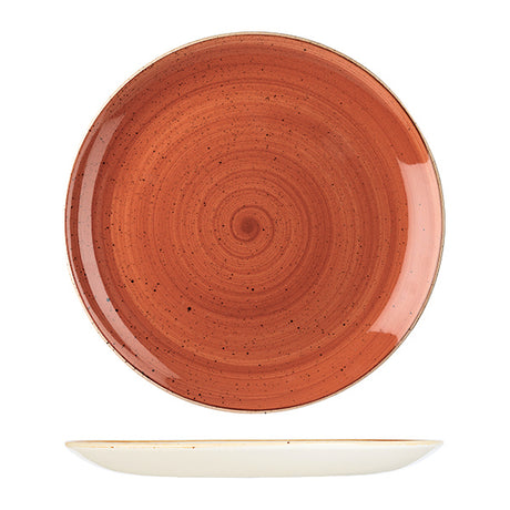 Round Coupe Plate - 324mm, Spiced Orange, Stonecast from Churchill. Vitrified, made out of Porcelain and sold in boxes of 6. Hospitality quality at wholesale price with The Flying Fork! 
