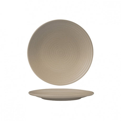 Round Coupe Plate - Ribbed, 210mm, Sand from Zuma. Matt Finish, made out of Ceramic and sold in boxes of 6. Hospitality quality at wholesale price with The Flying Fork! 
