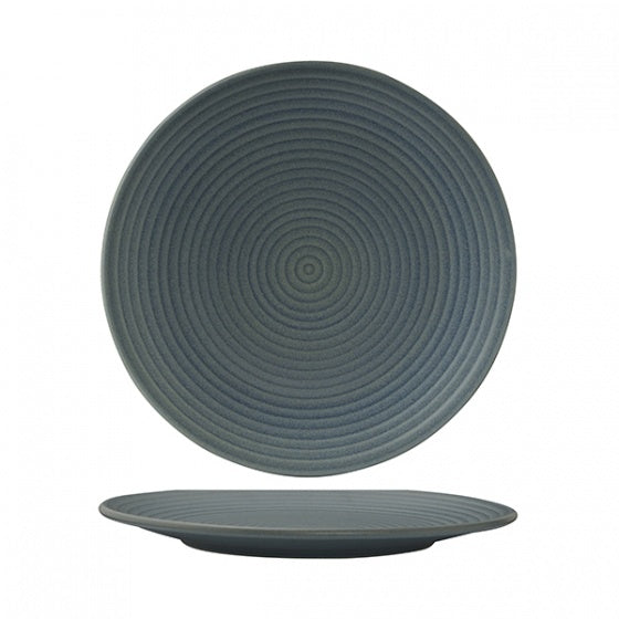 Round Coupe Plate - Ribbed, 310mm, Zuma Denim from Zuma. Matt Finish, made out of Ceramic and sold in boxes of 3. Hospitality quality at wholesale price with The Flying Fork! 