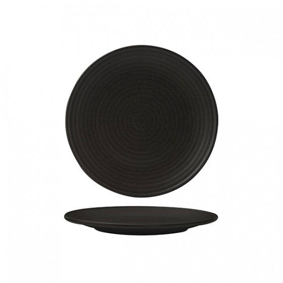 Round Coupe Plate - Ribbed, 210mm, Zuma Charcoal from Zuma. Matt Finish, made out of Ceramic and sold in boxes of 6. Hospitality quality at wholesale price with The Flying Fork! 