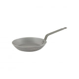 Steel grey frypan on white background