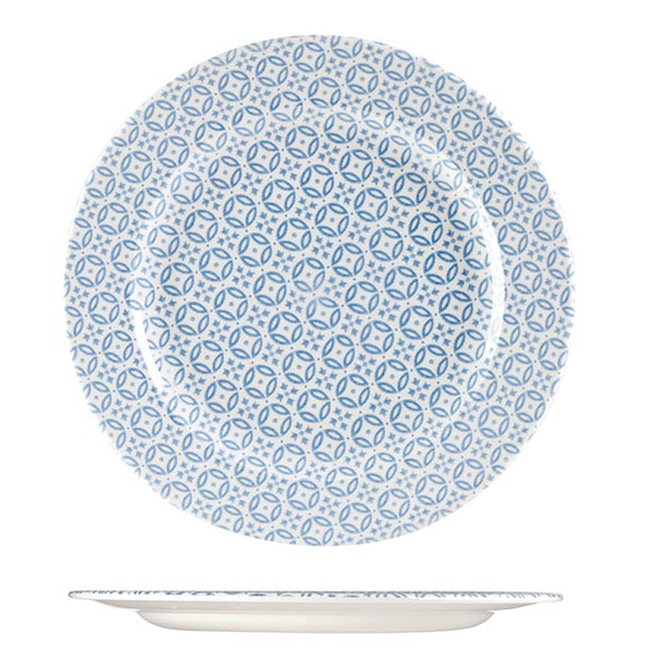 Round Plate - 305mm, Blue Moresque Prints from Churchill. Patterned, made out of Porcelain and sold in boxes of 6. Hospitality quality at wholesale price with The Flying Fork! 